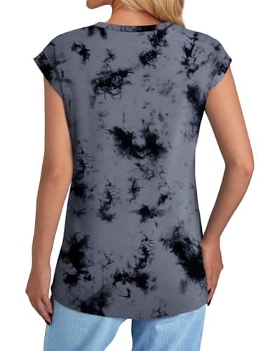 NORACORA Floral Tops for Women Summer Outfits 2026 Comfy Crew Neck T Shirts Chic Hawaiian Outfits Women Blouses Dressy Casual Spring Colored Shirts Dark Grey Print S - Thumbnail 6