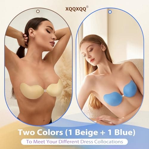 Invisible Sticky Bra Strapless Adhesive Bras Silicone Stick on Push Up Seamless Reusable Backless Bra for Women 2pack - Thumbnail 2