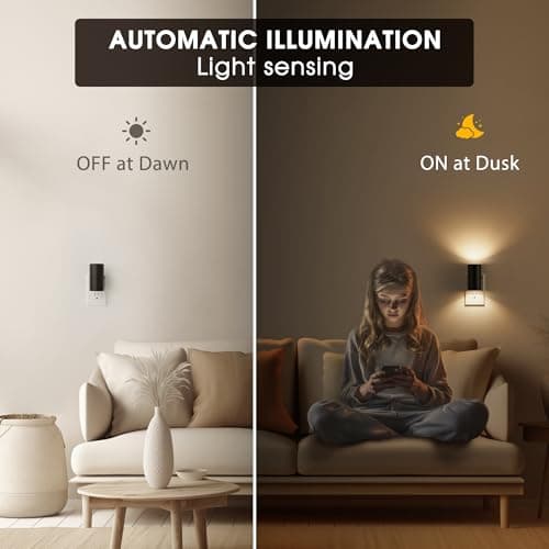 Briignite Night Lights Plug into Wall, Modern LED Night Light Plug in, Dusk to Dawn Sensor, Soft White 3000K, 0-100LM Adjustable Brightness, Dimmable NightLight for Hallway, Bedroom, Stairway, 2 Pack - Thumbnail 2