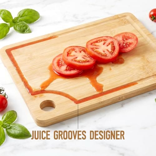 VIVIGU 3-Piece Bamboo Cutting Board Set, Premium Wood Cutting Board with Juice Grooves, Durable Chopping Boards for Kitchen Prep, Meat, Vegetables, Fruits & Serving - Thumbnail 4
