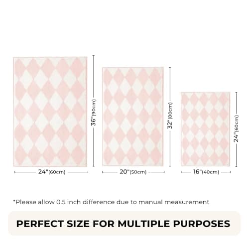 GRANNY SAYS Diamond Bathroom Rugs, 16" x 24", Non-Slip Bath Mats for Bathroom, Plush Shag Absorbent Microfiber Ultra Soft Bath Mat, Cute Washable Rug for Tub, Shower, Bedroom, Pink - Thumbnail 2