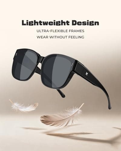 LOHO Polarized Sunglasses Over Glasses Women, Glasses Wearers Fit Over Glasses Sunglasses For Women & Men, TR90 Oversized Square Shades with UV400 for Driving, Fishing & Outdoor Activities - Thumbnail 6