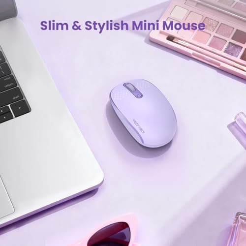 TECKNET Bluetooth Wireless Mouse (BT5.0/3.0 & 2.4G) Silent Click Compact and Portable USB Cordless Optical Computer Mice,Bluetooth Mouse for Laptop Computer Notebook PC,Purple - Thumbnail 6