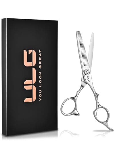 ULG Professional Hair Thinning Scissors 6.7”, Japanese 440C Stainless Steel, 32-Teeth Texturizing Shears with Adjustable Tension Screw, Ergonomic Offset Handle, Ultra Sharp Blades for Salon & Home Use