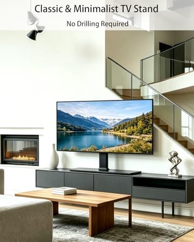 Universal Motorized TV Mount with Remote - Motorized TV Stand with Tempered Glass Base, TV Lift for Desktop and Floor - Thumbnail 6