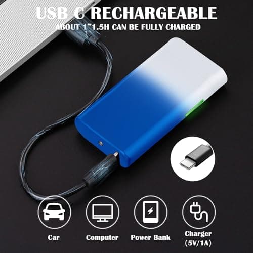 RSBYE Plasma Lighter Rechargeable USB C Electric Torch Lighter Big Arc Electric Lighters Dual Flame Cool Lighters with Upgrade Battery Safety Switch for Candles, Fireworks, Incense (BlueWhite) - Thumbnail 3