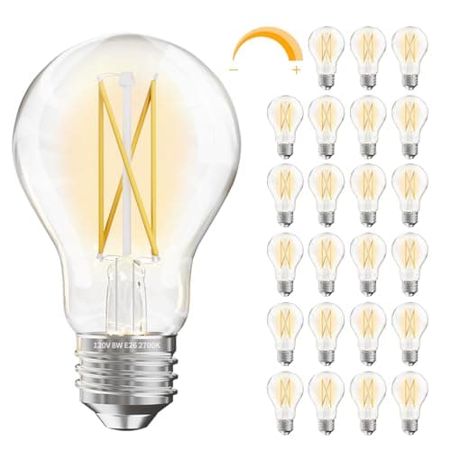 DAYBETTER 24 Pack A19 Vintage LED Edison Bulbs, 60W Equivalent Dimmable LED Bulbs, High Brightness 2700K Warm White, 800 Lumens, 8W E26 Standard Base, CRI80+, Clear Glass Filament Bulb for Living Room - Image 1