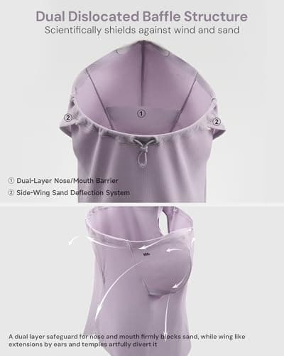 BENEUNDER Balaclava UV Sun Protection Face Cover UPF50+ Breathable Cooling Neck Gaiter Unisex for Summer Outdoor Activities Hiking Fishing Purple - Thumbnail 6