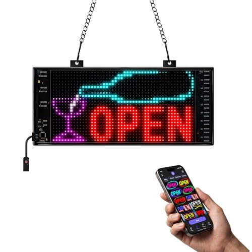 Programmable LED Open Sign,Support for Multiple Open Dynamic and Static Effects,Bluetooth APP Control, for Business Window Glass Cafes Bar - Image 1