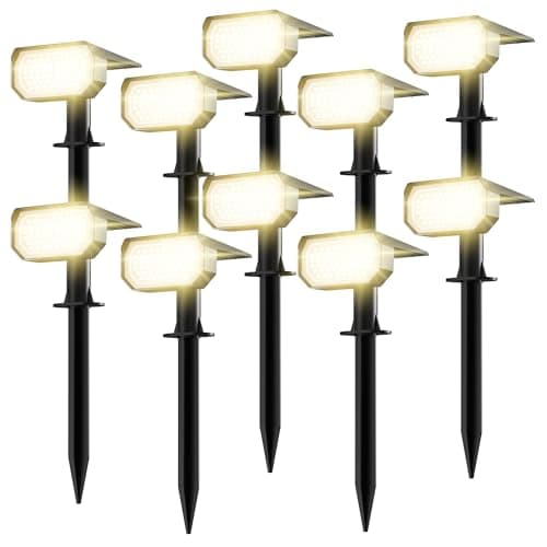 Ensenior Solar Spotlights Outdoor, 56 LEDs Brightness Adjustable 3000K LED Solar Garden Lights, Halloween Christmas Landscape Lighting for Flag/Yard/Pathway, IP65 Waterproof - 10 Pack