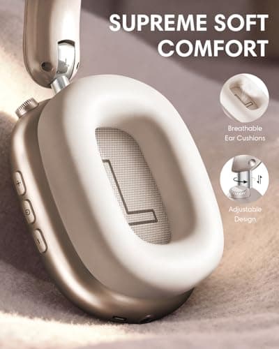 Wentronic Y02 Active Noise Cancelling Headphones, Wireless Over-Ear Bluetooth 5.4 Headphones, Multiple Modes, 60H Playtime,Hi-Res Audio,Big Bass,Foldable Lightweight for Travel Home Office, Starlight - Thumbnail 6