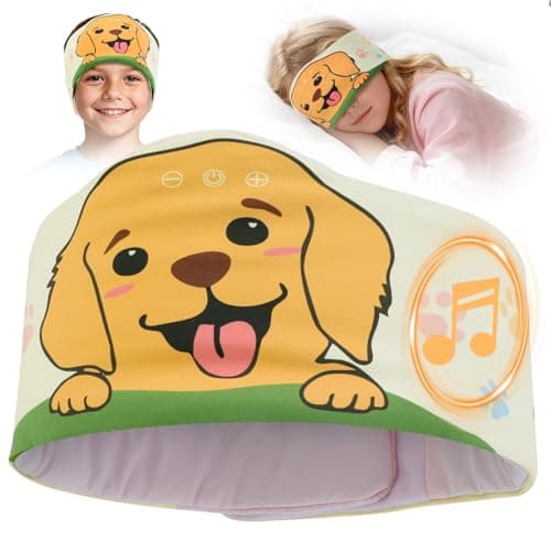 ZHENYEMEI Toddler Headband Headphones Wireless, Kids Bluetooth Earphones for iPad, Safe Volume - Wired School Headphones for Kids with 3.5 MM Jack Travel Plane Accessories Gift for Boys & Girls (Dog)
