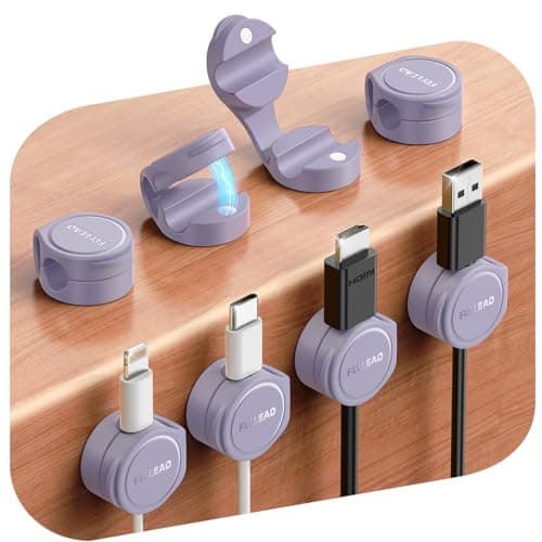 8-Pack Silicone Cord Organizer Magnetic Cable Clips, Adhesive Cable Management Under Desk Wire Hider, FLYLEAD Desktop Cable Organizer for Phone, Office Workspaces Desk Organization Home Accessories