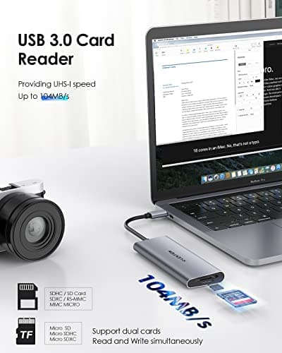 LENTION USB C Hub with 4K HDMI, 3 USB 3.0, SD/Micro SD 3.0 Card Reader, Compatible 2025-2016 MacBook Pro, 2025-2018 Mac Air/Surface, Chromebook, iPhone15 or More, Stable Driver Adapter (Space Gray) - Thumbnail 3