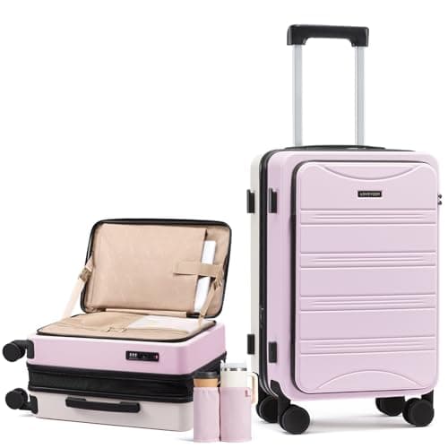 LOVEVOOK Carry On Luggage Airline Approved,20 Inch Expandable Hard Shell Suitcase with Spinner Wheels,Small Rolling Carry-on Suitcases with TSA Lock & Cup Holder - Image 1