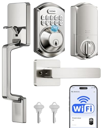 TEEHO TE012W-H WiFi Fingerprint Door Locks for Front Door, Satin Nickel - Image 1
