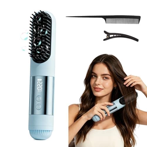 Upgraded Go Brush Pro, 3 Heat Settings for All Hair Types, 30s Fast Heat, Ionic & Ceramic Care, Cold Air Mode On The Back, 2500mAh USB-C,2026 Rechargeable Straightening Brush