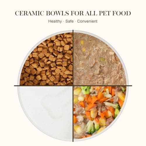 MALACASA Ceramic Dog Bowls Set with Wood Stand, 3.5 Cups Pet Bowls for Medium Dogs with Non-Slip Base, Large Puppies, Cats, Retrievers, ect.Pet Food & Water Basic Bowls Set, Weighted Glaze Matte.34 OZ - Thumbnail 4