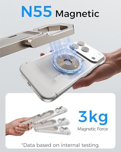 LULULOOK Rugged Magnetic Phone Tripod Stand for iPhone/Pixel 10 - Portable Strong Magnetic Phone Holder for Magsafe - Tripod Mount for iPhone 13/14/15/16/17 Pro Max & Air (Titanium) - Thumbnail 3