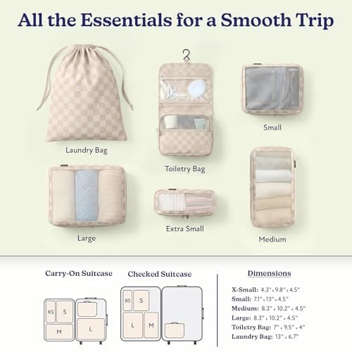 Vandel Space-Saving Compression Packing Cubes for Women with Hanging Toiletry Bag, Laundry Bag, Compressible Carry On Suit Case Organizer Luggage Packing Cubes for Travel Compression Organizer Bags - Thumbnail 3