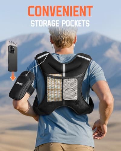 Renoj Weighted Vest for Women Men: Available in 6lb/8lb/10lb/11lb/12lb/14lb/16lb/20lb Fixed Weights for Walking, Running, Training, Exercise, Weight Loss - With Reflective Strips and Storage Pocket - Thumbnail 6