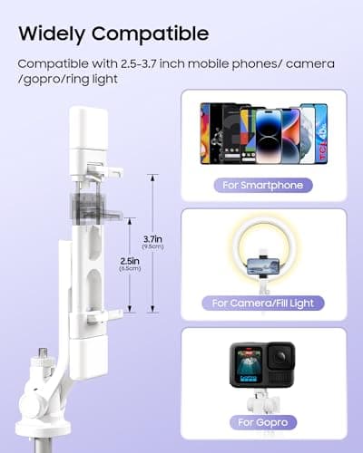 ACKIMA 53'' Selfie Stick Tripod with Light, Enhanced 4-Leg Cell Phone Stand Camera Tripod with Rechargeable Wireless Remote & 2 Fill Light, Portable Selfie Stick Travel Essentials for iPhone Android - Thumbnail 4