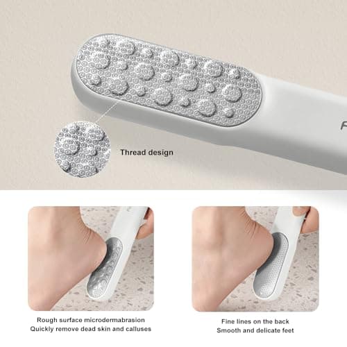 VISDOLL Double-Sided Stainless Steel Foot File, Foot Callus Remover & Foot Scrubber, Professional At-Home Pedicure Tool for Dry & Wet Feet, Hard Skin & Corn Remover, White (Home Salon Use) - Thumbnail 4