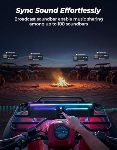 KEMIMOTO Midnight 70Gen2 28-inch 8 Speaker UTV Sound Bar, IP66 Water Resistant Golf Cart Sound Bar Speaker System with RGB, SxS Soundbar Compatible with Polaris RZR Can-Am - Thumbnail 6