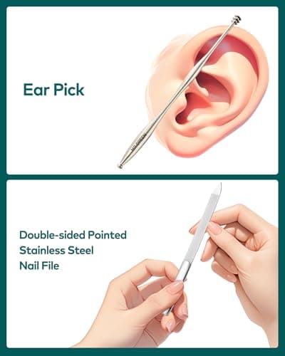 Manicure Set 8 in 1,Professional Pedicure kit,Stainless Steel Manicure Kit,Portable Travel Grooming Kit Nail Care Tools,Nail Clippers Pedicure Tools with Leather Travel Case(Dark Brown) - Thumbnail 6