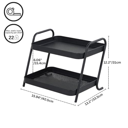 NobleForm Desk Organizer 2-Tier Storage Shelves Multifunctional Desktop Organizer for Office, Dresser, Kitchen, Adjustable Compact Storage Solution for Cosmetics, Office Supplies, Condiments, and Food - Thumbnail 2