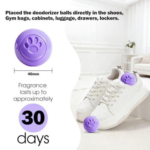 SCENTORINI Shoe Deodorizer Balls, 8 Pack Lavender Sneaker Deodorizer Balls - Thumbnail 3