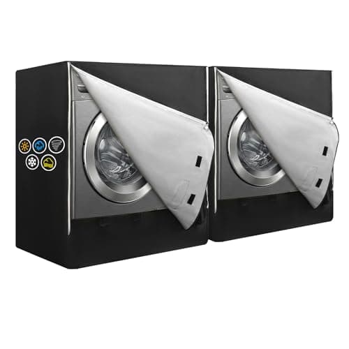 2 Pack Waterproof Washer and Dryer Covers with Durable Zipper 27"W X 33"D X 39"H Large Heavy Duty Washing Machine Cover for Top Load & Outside Use, Black - Image 1
