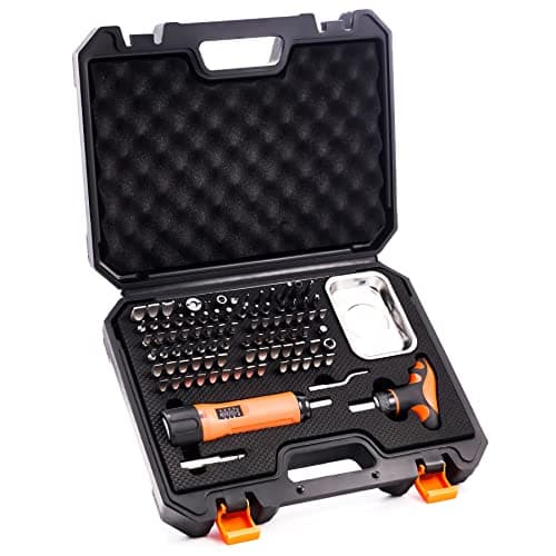 KNINE OUTDOORS Precision 1/4" Torque Screwdriver Set Adjustable from 10 to 70 In-Lbs Engineering Repair Kit Maintenance Tools with T-BAR Ratchet Screwdriver, Set of 92 pieces - Thumbnail 2