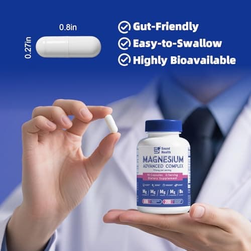 5 in 1 Magnesium Complex Capsule 976mg wtih Magnesium Glycinate, Citrate, Malate, L-Threonate & Vitamin B6, High Absorption Magnesium Complex for Women & Men, Third-Party Tested, Vegan, Non-GMO - Thumbnail 5