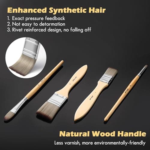 Acrylic Paint Brush Set, Golden Maple 25 PCS Paint Brushes for Acrylic Painting Oil Watercolor & Canvas,Enhanced Synthetic Brush Set with Cloth Roll and Palette Knife - Thumbnail 2