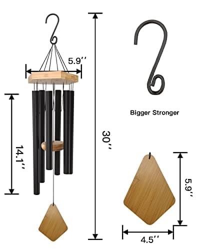Wind Chimes 30 Inches Deep Tone Memorial Wind Chimes with Hook for Mother's Day/Housewarming/Christmas, Patio, Garden, Yard, Home Decor, Black - Thumbnail 5