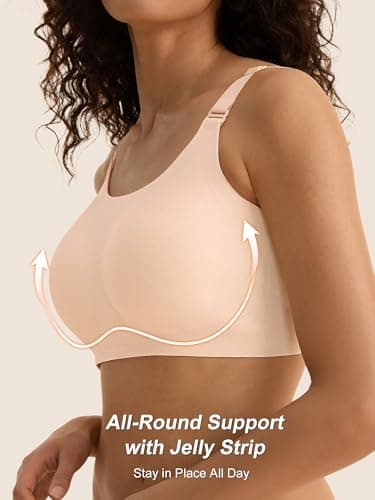 Cuteio Bras for Women No Underwire, Full Coverage Seamless Comfortable Bralette with Support and Lift, Wireless Padded Bra - Thumbnail 2
