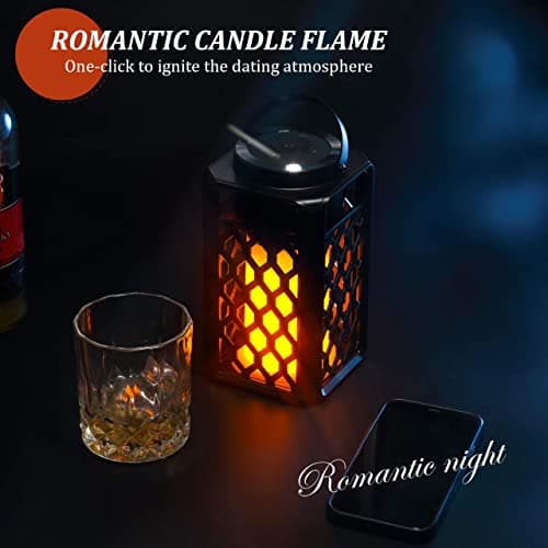 Father's Day Gifts for Dad, Birthday Gifts for Men, Outdoor Bluetooth Speakers Waterproof Portable LED Flame Speaker 10W Bass, Women Couples, Patio Porch Garden Home Backyard Decor (1 Pack) - Thumbnail 2