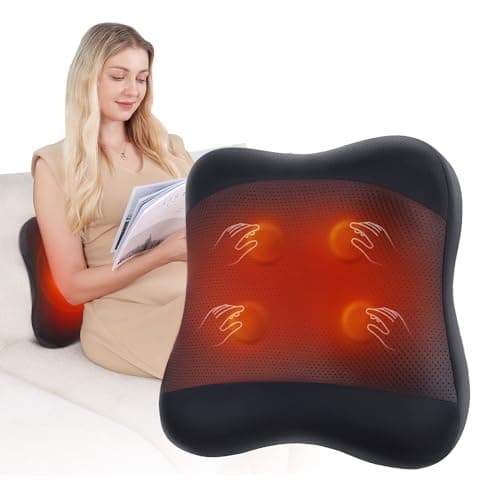 KINGJOY 2-in-1 Cordless Shiatsu Back Massager with Heat, Upgraded 4D Liftable Massage Nodes & Dual-Side Heating, Deep Tissue Kneading for Back Pain Relief, Gift for Women Men, Home Office Use