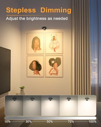 WILLED Picture Lights for Wall Rechargeable,Wireless Battery Operated Art Lighting for Paintings,Puck Lights with Remote,Picture Frame Lights,Dimmable & TimerWireless,Magnetic Gallery Light - Thumbnail 4