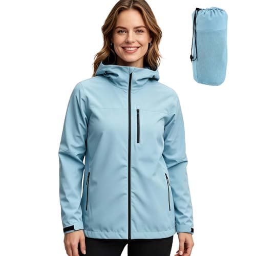 ACCNUO Women's Rain Jacket Waterproof Lightweight Rain Coat with Hood, Breathable Windbreaker for Outdoor Hiking Travel - Image 1