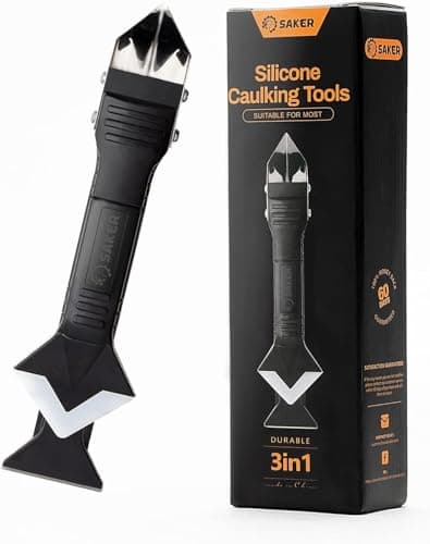 Saker Silicone Caulking Tool 3-in-1 Grout Removal Tool and Sealant Finishing Scraper with Stainless Steelhead, Caulk Remover and Seam Repair Kit for Bathroom, Kitchen, Floor, Window and Sink Joints - Image 1