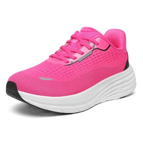 Wirpex Women's Wide Toe Box Walking Shoes–Non Slip Comfortable Cushioned Fashion Sneakers for Bunions Lightweight Zero Drop Tennis Running Shoe with Roomy Fit Rose-Red Size 6