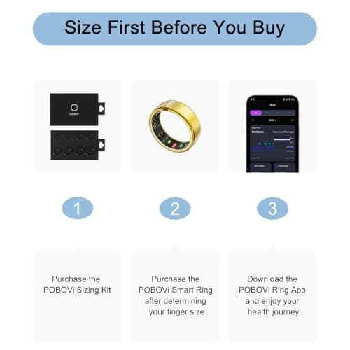 POBOVi Ring OnePlus - Ultra-Thin Titanium Smart Ring - 7 Days Battery Life - Fitness/SPO₂/Stress/HR/Sleep Skin Temperature Tracker - No App Fee - iOS&Android Compatible (Gold,Size 9) - Thumbnail 2