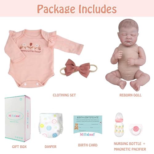 Milidool Realistic Reborn Baby Dolls Girl-20 Inch Real Life Baby Doll with Poseable Soft Body, Newborn Lifelike Baby Dolls with Accessories for 3+ Years Old Kids Girls Gift, Pretend Play, Collection - Thumbnail 5