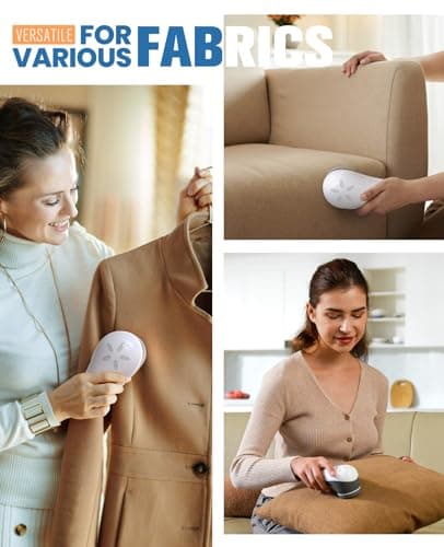 POPCHOSE Fabric Shaver, Lint Shaver for Clothing, Electric Lint Remover with 6-Leaf Blades, Sweater Shavers to Remove Pilling, Clothes Shaver for Couch, Furniture, Fuzz, Lint Ball, USB Rechargeable - Thumbnail 3