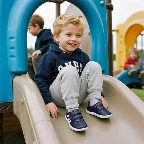 STQ KIDS Toddler Wide Toe Box Barefoot Shoes Boys Sneakers Lightweight Kid Tennis Shoe Casual Zero Drop Preschool Girls First Walking Running Comfort Daycare Sports Navy Toddler Size 10 - Thumbnail 3