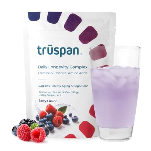 TruSpan Daily Longevity Complex Creatine Powder, with Essential Amino Acids, Sugar Free, Berry Fusion Flavor, 30 Servings - Image 1