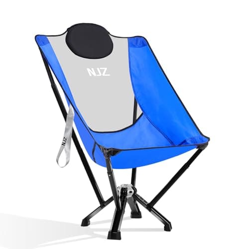 NJZ High-Back Folding Chair for Indoor & Outdoor Use — Comfortable High-Back Support, Easy One-Piece Setup, Stable Aluminum Frame, Portable Chair for Backyard, Camping & Everyday Relaxation (Blue) - Image 1
