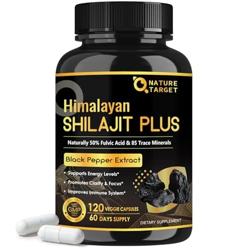 NATURE TARGET Shilajit | Shilajit for Men & Women | Fulvic Acid & Trace Minerals | 500mg Maximum Potency Better Than Shilajit Resin | 120 Capsules - Image 1